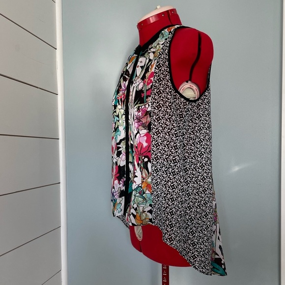 Nicole By Nicole Miller Hi-Lo Sleeveless Multicolored Blouse Sz M - Picture 5 of 7